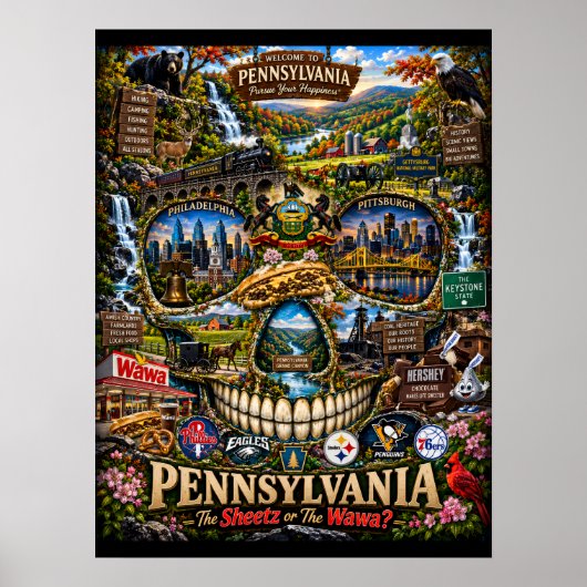 Pennsylvania Schedel Art Print | State of Mind (Voorkant)