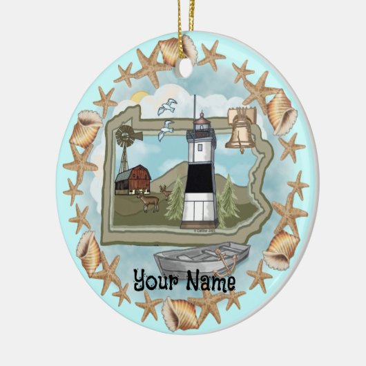 Pennsylvania Shell Lighthouse Ornament (Links)