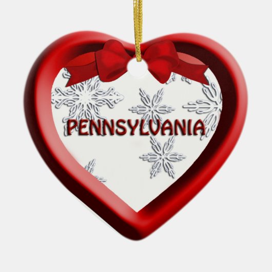 Pennsylvania Snowflake Heart-kerstversiering Keramisch Ornament (Voorkant)