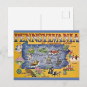 Pennsylvania Staatskaart Ansichtkaart Briefkaart (Voorkant / Achterkant)