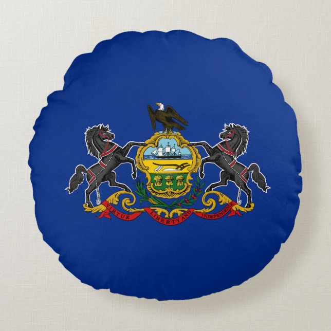 Pennsylvania Staatsvlag Rond Kussen (Voorkant)
