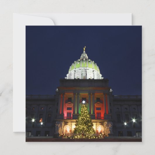 Pennsylvania State Capitol kerstboomverlichting Feestdagenkaart (Voorkant)
