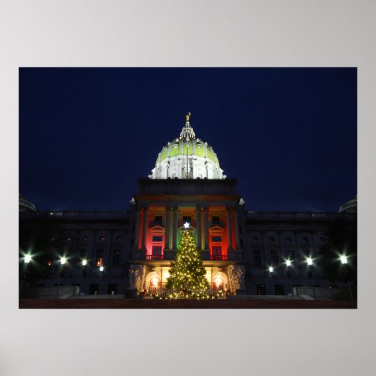 Pennsylvania State Capitol kerstboomverlichting Poster (Voorkant)