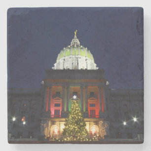 Pennsylvania State Capitol kerstboomverlichting Stenen Onderzetter