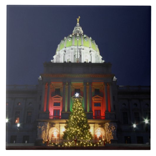 Pennsylvania State Capitol kerstboomverlichting Tegeltje (Voorkant)