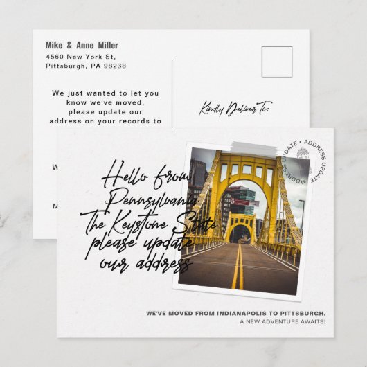 Pennsylvania State Destination Bewegende Aankondig Uitnodiging Briefkaart (Voorkant / Achterkant)