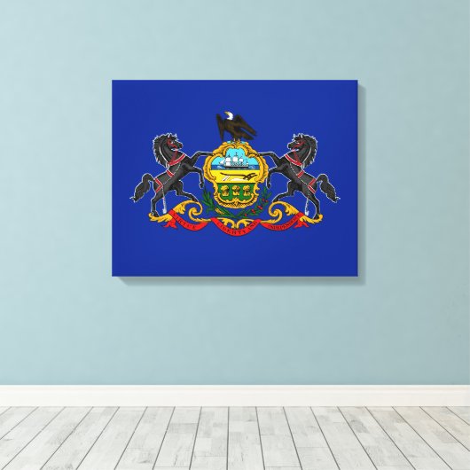 Pennsylvania State Flag Design Decor Canvas Afdruk (Insitu (Houten vloer))