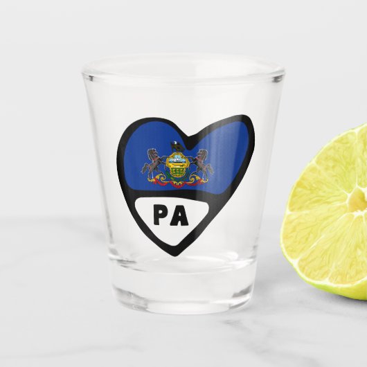 Pennsylvania State Flag in Heart, PA Shot Glass Shot Glas (Voorkant)