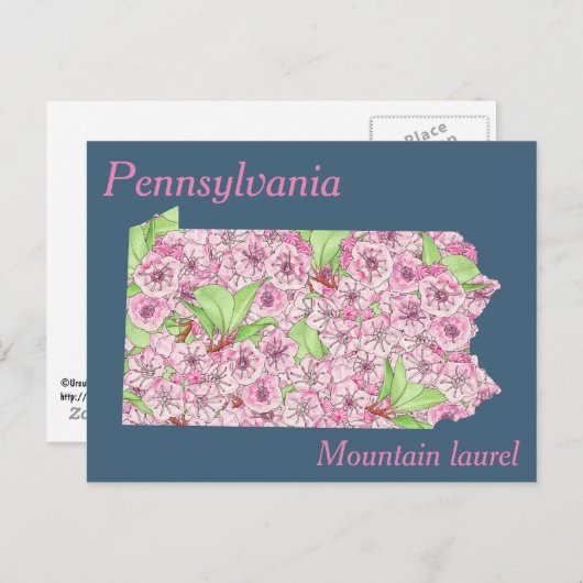 Pennsylvania State Flower Collage Map Briefkaart (Voorkant / Achterkant)