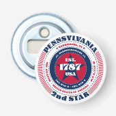 Pennsylvania State Information Circle Button Flesopener (Voorkant)