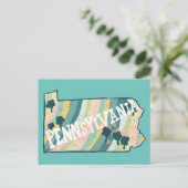 Pennsylvania State kaart geïllustreerd vet kleurri (Staand voorkant)