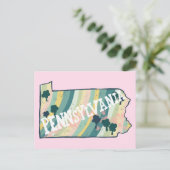 Pennsylvania State kaart geïllustreerd vet kleurri (Staand voorkant)