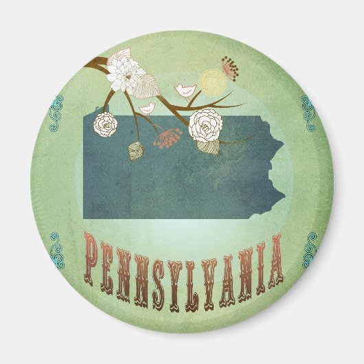 Pennsylvania State Kaart - Groen Magneet (Voorkant)