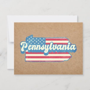 Pennsylvania State Map Geïllustreerd met Amerikaan Briefkaart