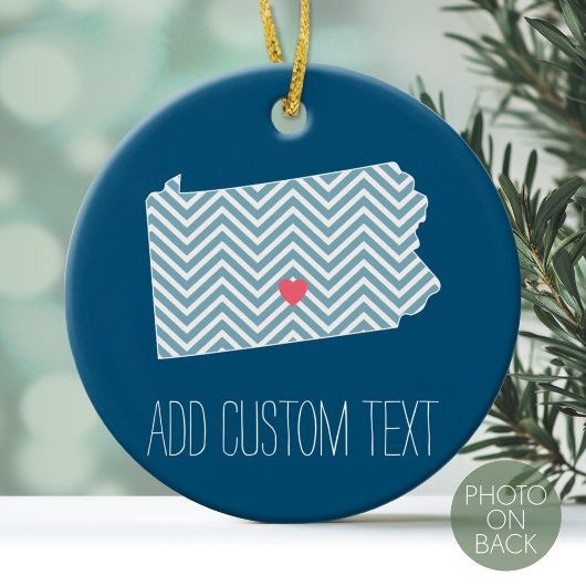 Pennsylvania State Map met aangepaste titel en aan Keramisch Ornament