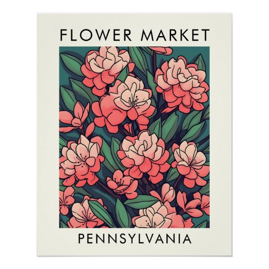 Pennsylvania State Mountain Laurel Bloemmarkt Perfect Poster (Voorkant)