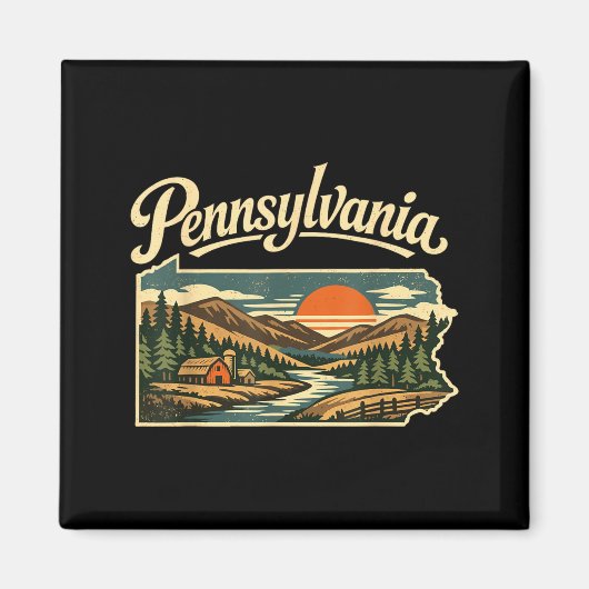 Pennsylvania State Mountain Sunset Rivierhut Magneet (Voorkant)
