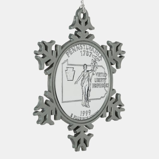 Pennsylvania State Quarter Tin Sneeuwvlok Ornament (Links)