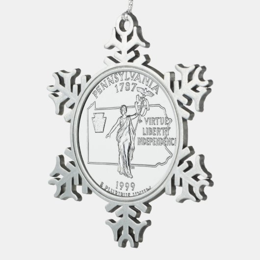 Pennsylvania State Quarter Tin Sneeuwvlok Ornament (Rechts)