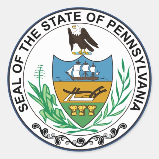 Pennsylvania State Seal Ronde Sticker (Voorkant)
