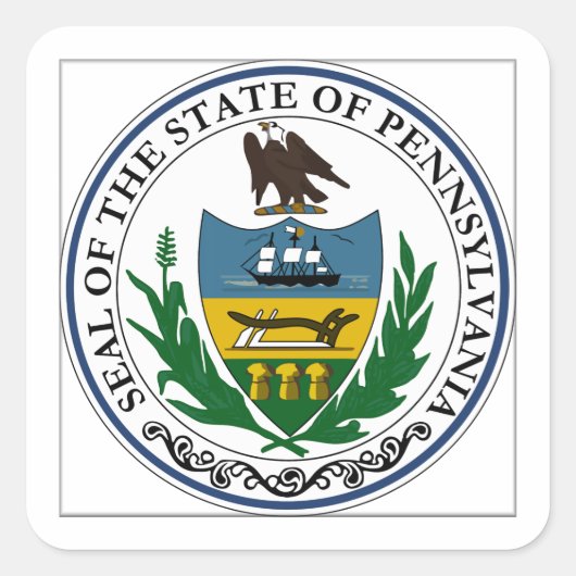 Pennsylvania State Seal Vierkante Sticker (Voorkant)