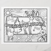 Pennsylvania State Shape Dog Bloem Kleurplaat Flyer (Voorkant)