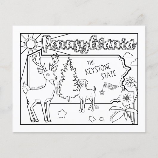 Pennsylvania State Shape Dog Bloem Kleurplaat Flyer (Voorkant)