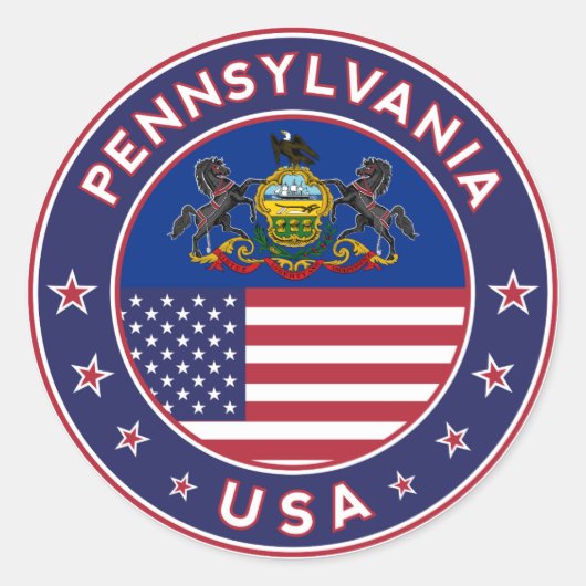 Pennsylvania sticker,phone case, tote bag ronde sticker (Voorkant)