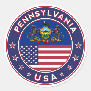 Pennsylvania sticker, telefooncel, canvas tas ronde sticker