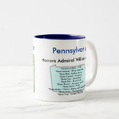 Pennsylvania Symbols & Map Tweekleurige Koffiemok (Voorkant rechts)