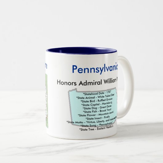 Pennsylvania Symbols & Map Tweekleurige Koffiemok (Voorkant rechts)