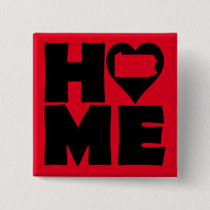 Pennsylvania Thuis Hart Staat Knop Badge Speld Vierkante Button 5,1 Cm