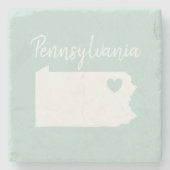 Pennsylvania thuislandkaart liefhart stenen onderzetter (Voorkant)