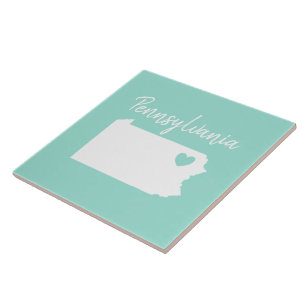Pennsylvania thuislandkaart liefhart tegeltje