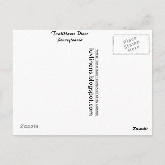 Pennsylvania, Trailblazer Diner Briefkaart (Achterkant)