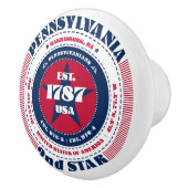 Pennsylvania US State Rood Wit Blauw Typografie Keramische Knop (Rechts)