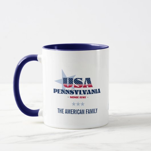 Pennsylvania USA 1787 Blauwe Ster Gepersonaliseerd Mok (Links)