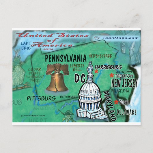 Pennsylvania USA Card Briefkaart (Voorkant)