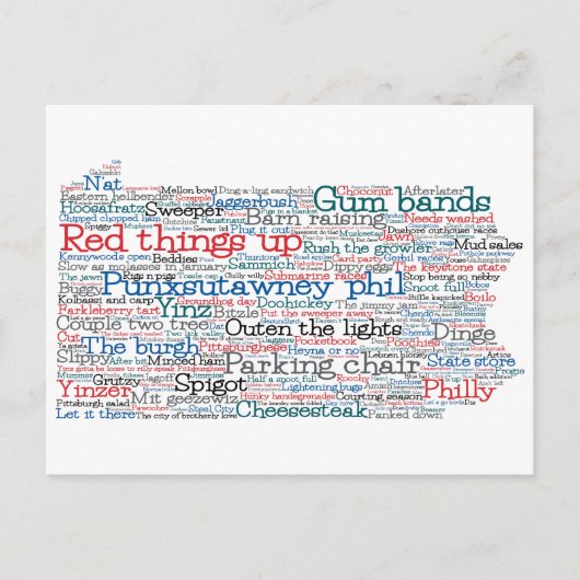 Pennsylvania USA Slang Word Art Map Briefkaart (Voorkant)