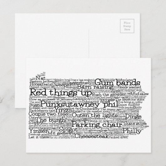 Pennsylvania USA Slang Word Art Map Briefkaart (Voorkant / Achterkant)