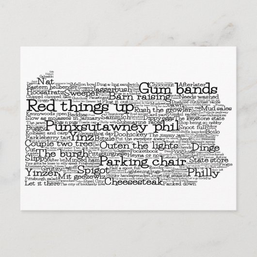 Pennsylvania USA Slang Word Art Map Briefkaart (Voorkant)
