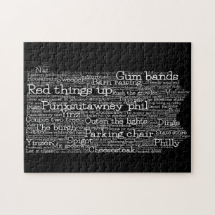 Pennsylvania USA Slang Word Art Map Jigzaag Puzzle Legpuzzel