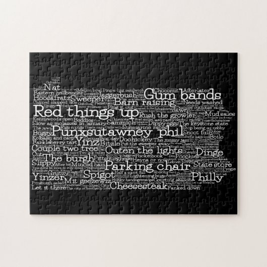 Pennsylvania USA Slang Word Art Map Jigzaag Puzzle Legpuzzel (Horizontaal)