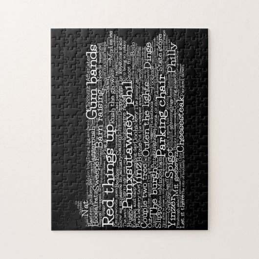 Pennsylvania USA Slang Word Art Map Jigzaag Puzzle Legpuzzel (Verticaal)