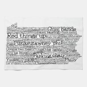 Pennsylvania USA Slang Word Art Map Kitchen Towel Theedoek