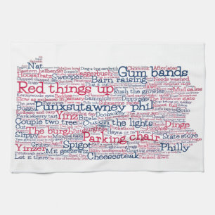 Pennsylvania USA Slang Word Art Map Kitchen Towel Theedoek