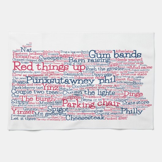 Pennsylvania USA Slang Word Art Map Kitchen Towel Theedoek (Horizontaal)
