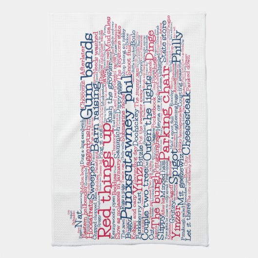 Pennsylvania USA Slang Word Art Map Kitchen Towel Theedoek (Verticaal)