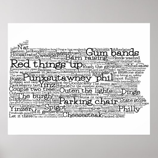 Pennsylvania USA Slang Word Art Map Poster (Voorkant)