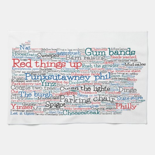 Pennsylvania USA Slang Word Art Map Theedoek (Horizontaal)